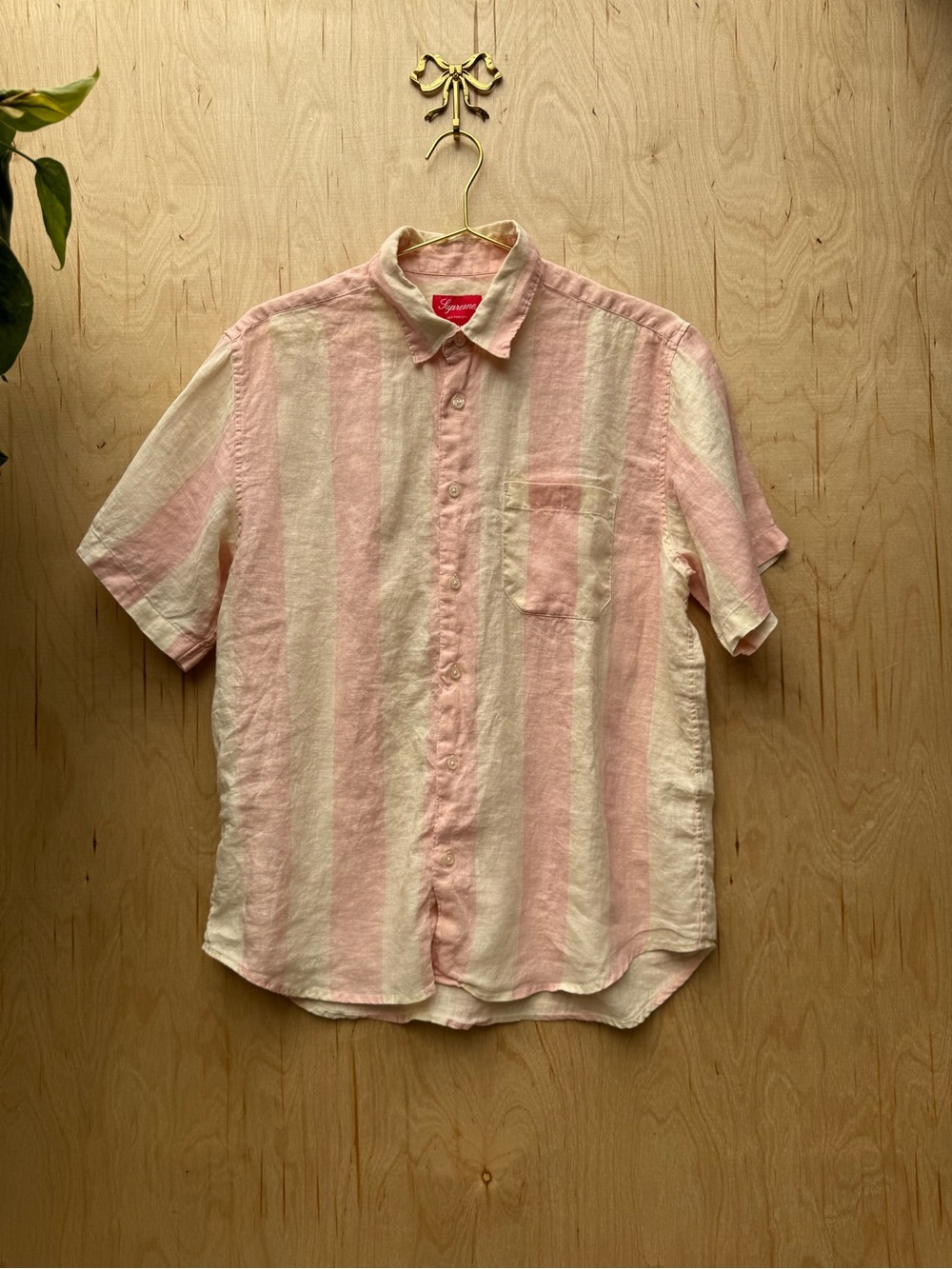 SUPREME Wide Stripe Shirt Pink M - Picture 3 of 9